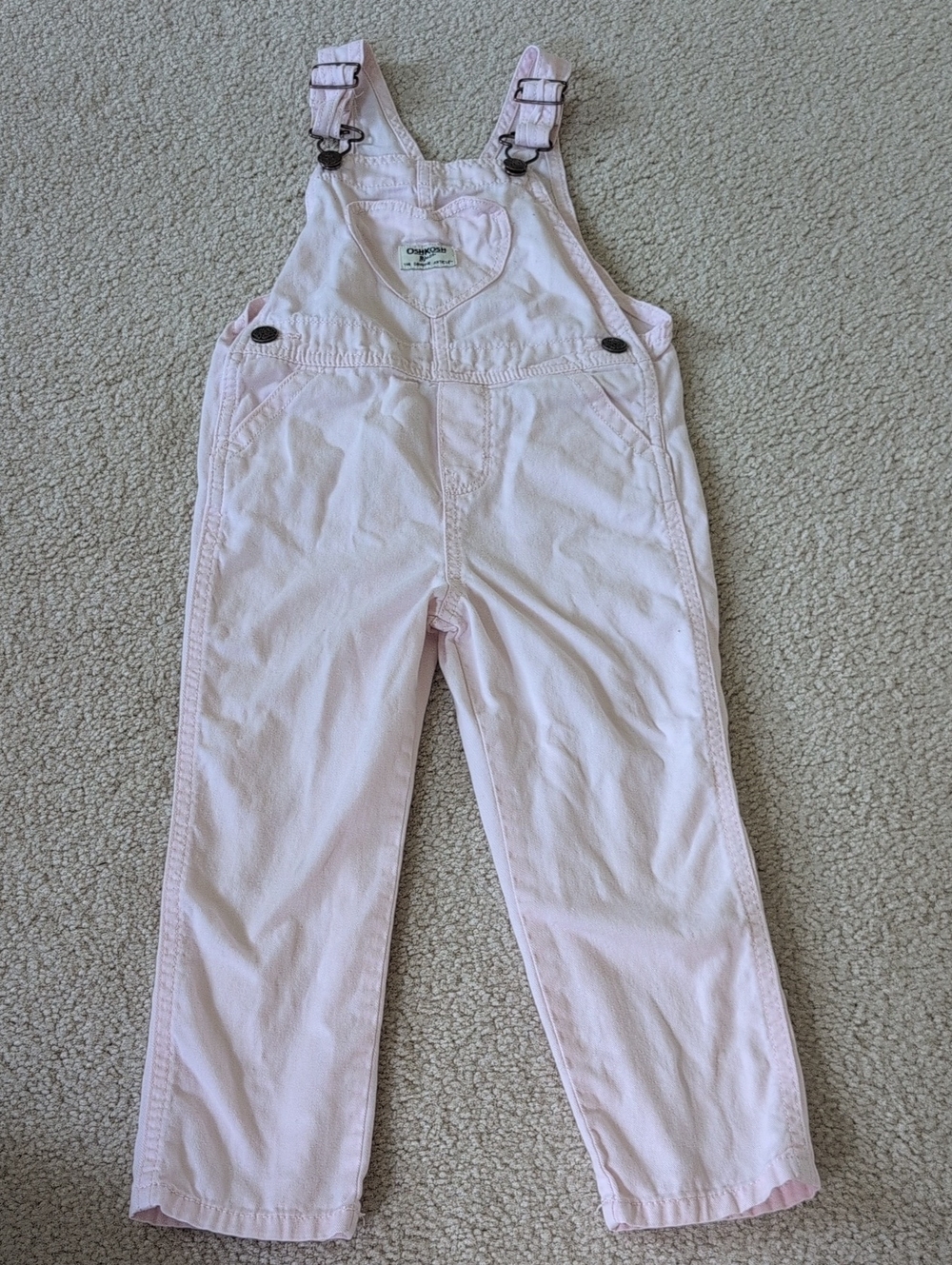 Oshkosh Light Pink Heart Pocket Overalls 4t